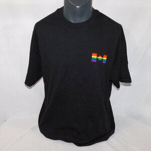 Embroidered Canada PRIDE FLAG Black T Shirt LGBTQ Mens XL